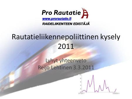 Rautatieliikennepoliittinen kysely 2011 Lyhyt yhteenveto Reijo Lehtinen 3.3.2011.