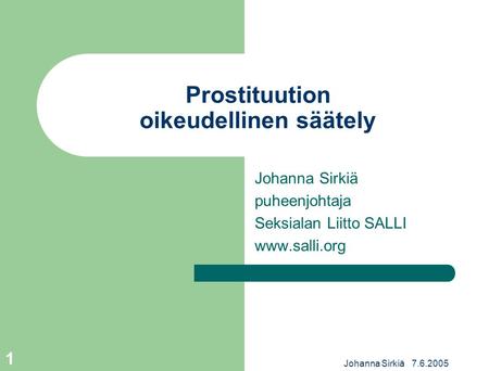 Prostituution oikeudellinen säätely