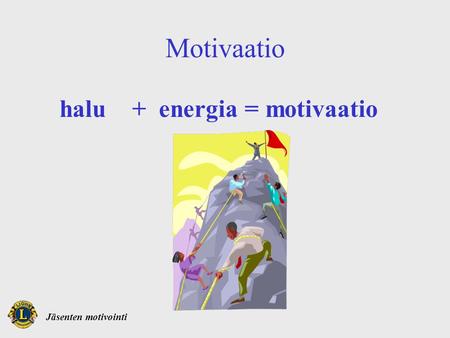 Motivaatio halu + energia = motivaatio.