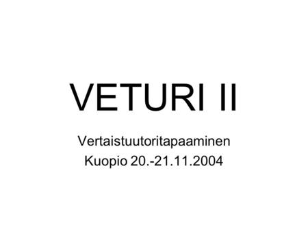 VETURI II Vertaistuutoritapaaminen Kuopio 20.-21.11.2004.