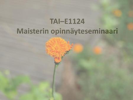 TAI–E1124 Maisterin opinnäyteseminaari