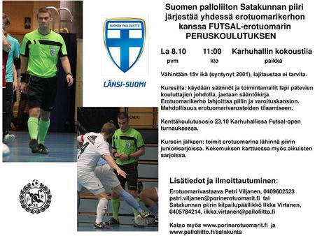Suomen palloliiton Satakunnan piiri järjestää yhdessä erotuomarikerhon