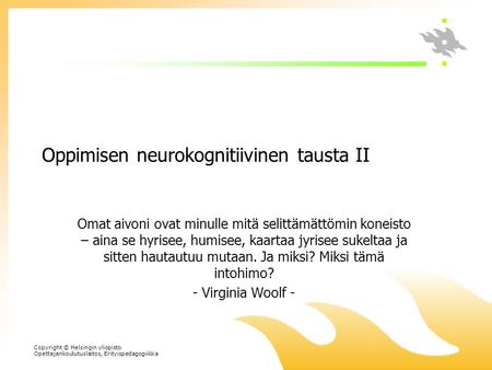 Oppimisen neurokognitiivinen tausta II