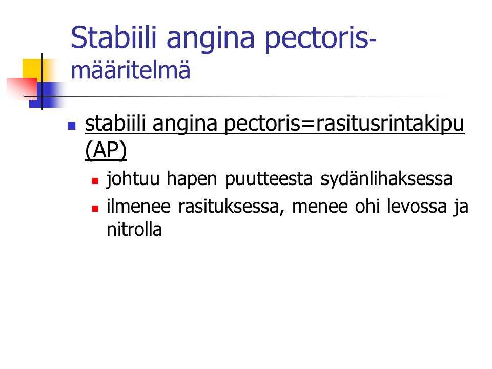 Stabiili angina pectoris-määritelmä