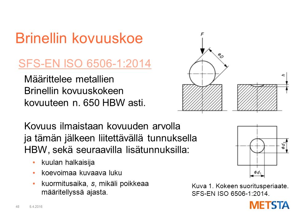 Brinellin kovuuskoe SFS-EN ISO :2014