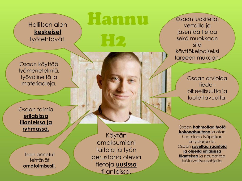 Hannu H2 Hallitsen alan keskeiset työtehtävät.
