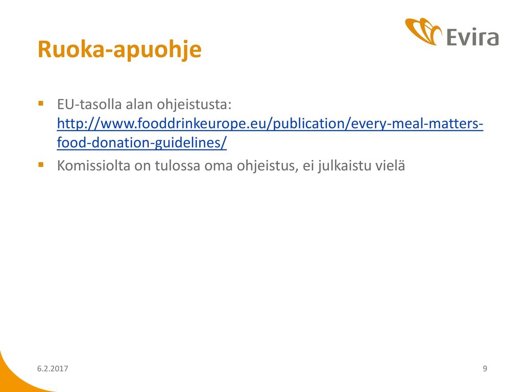 Ruoka-apuohje EU-tasolla alan ohjeistusta: