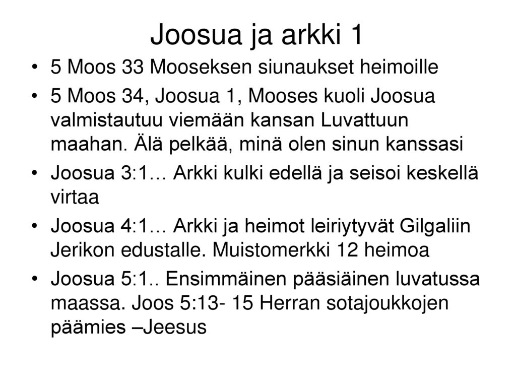 Joosua ja arkki 1 5 Moos 33 Mooseksen siunaukset heimoille