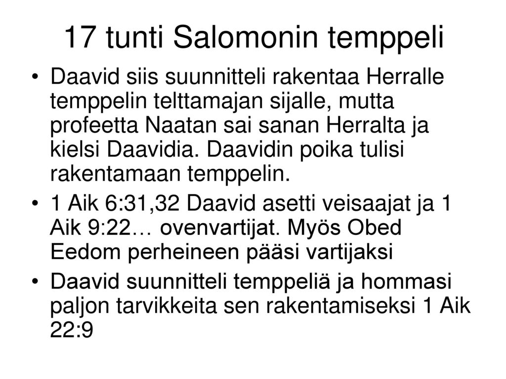 17 tunti Salomonin temppeli
