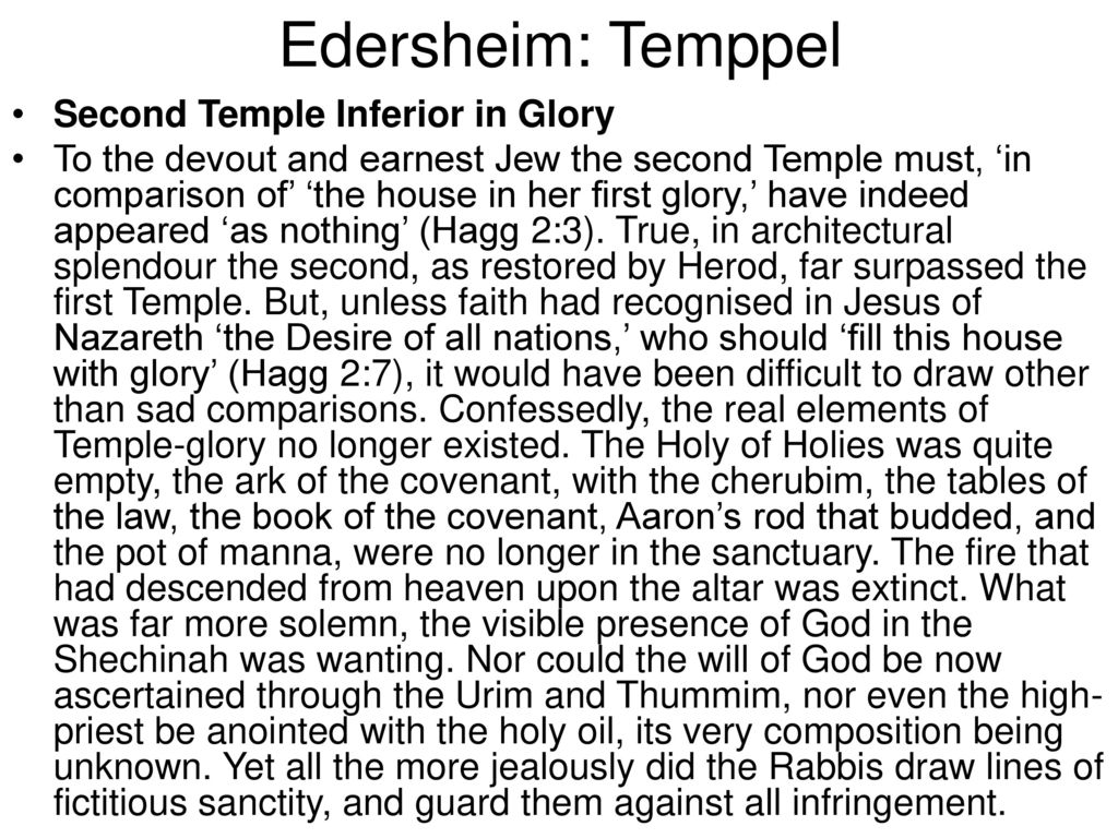 Edersheim: Temppel Second Temple Inferior in Glory