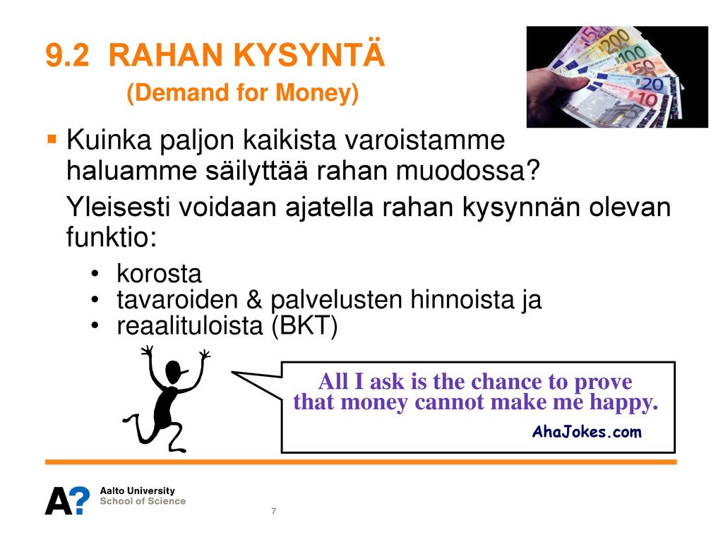 9.2 RAHAN KYSYNTÄ (Demand for Money)