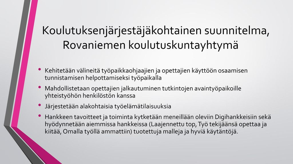 Koulutuksenjärjestäjäkohtainen suunnitelma, Rovaniemen koulutuskuntayhtymä