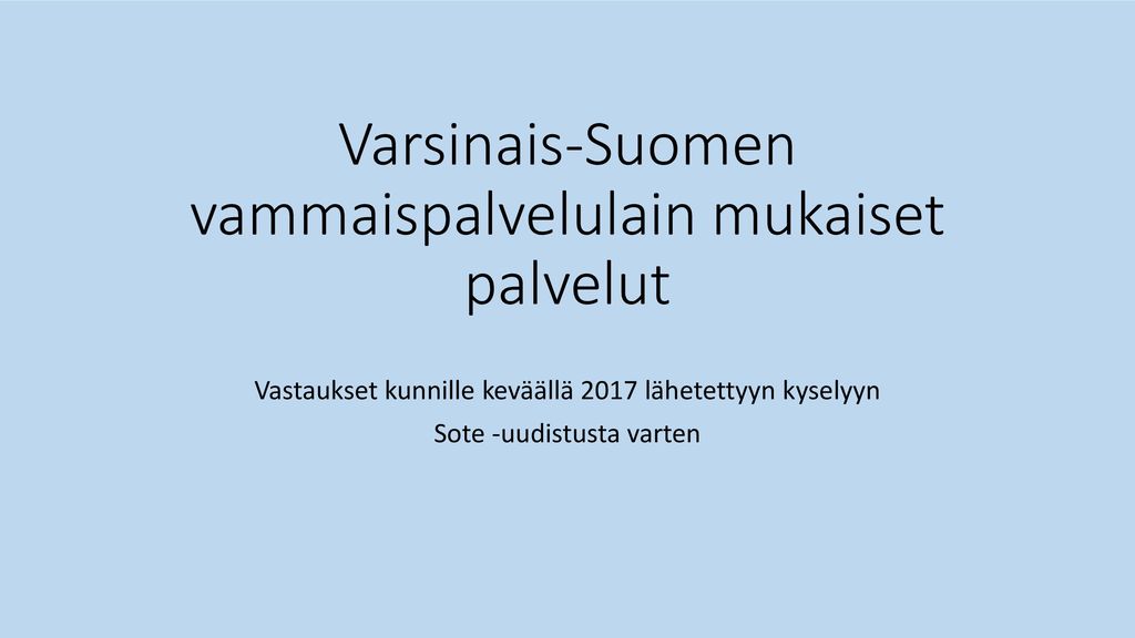 Varsinais-Suomen vammaispalvelulain mukaiset palvelut