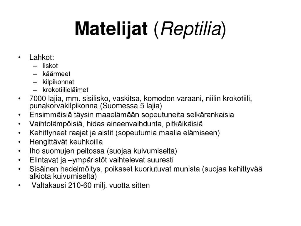 Matelijat (Reptilia) Lahkot: