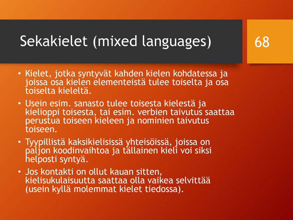 Sekakielet (mixed languages)