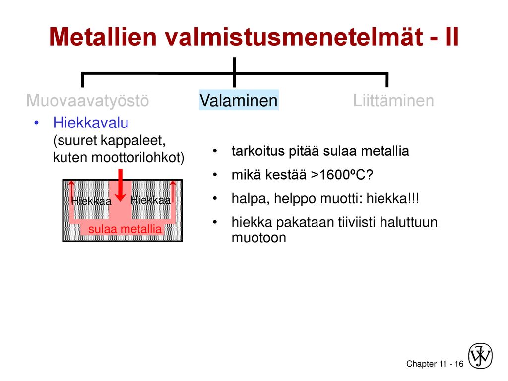 Metallien valmistusmenetelmät - II