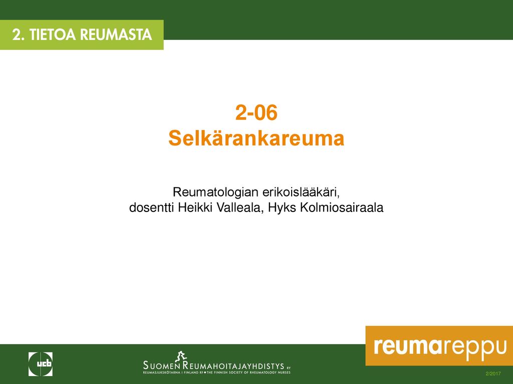 2-06 Selkärankareuma Reumatologian erikoislääkäri,