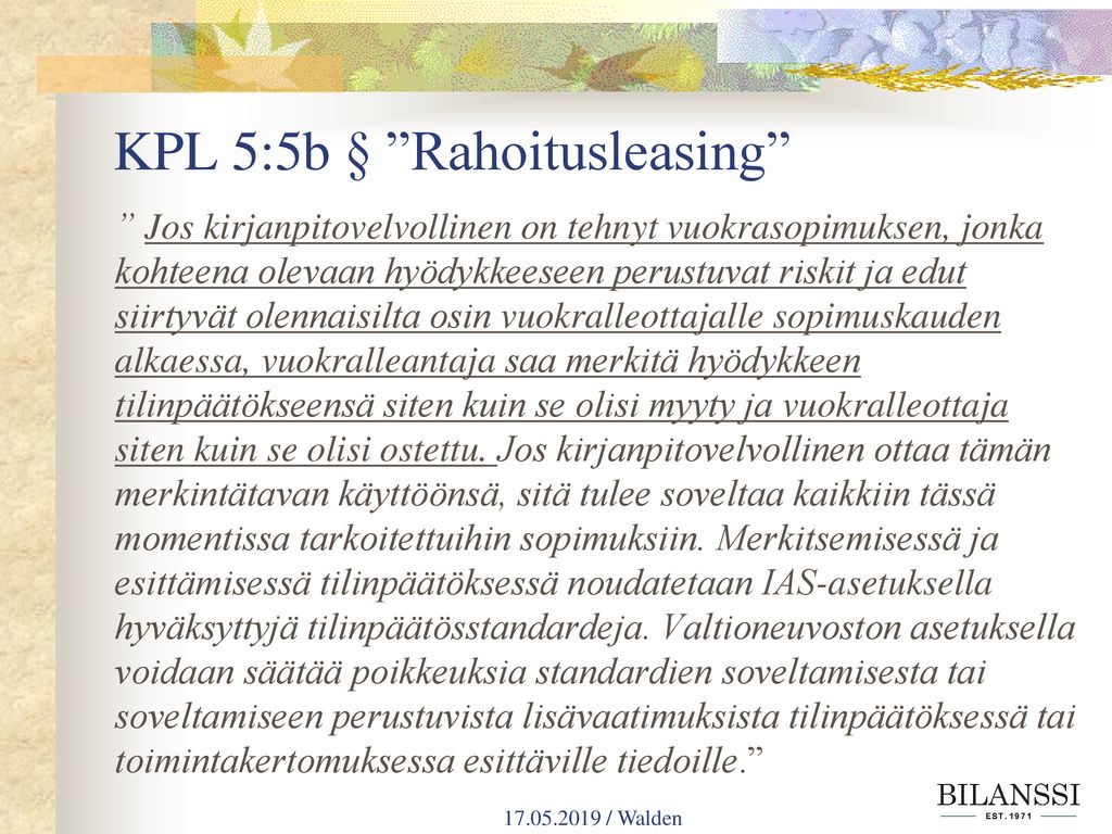 KPL 5:5b § Rahoitusleasing
