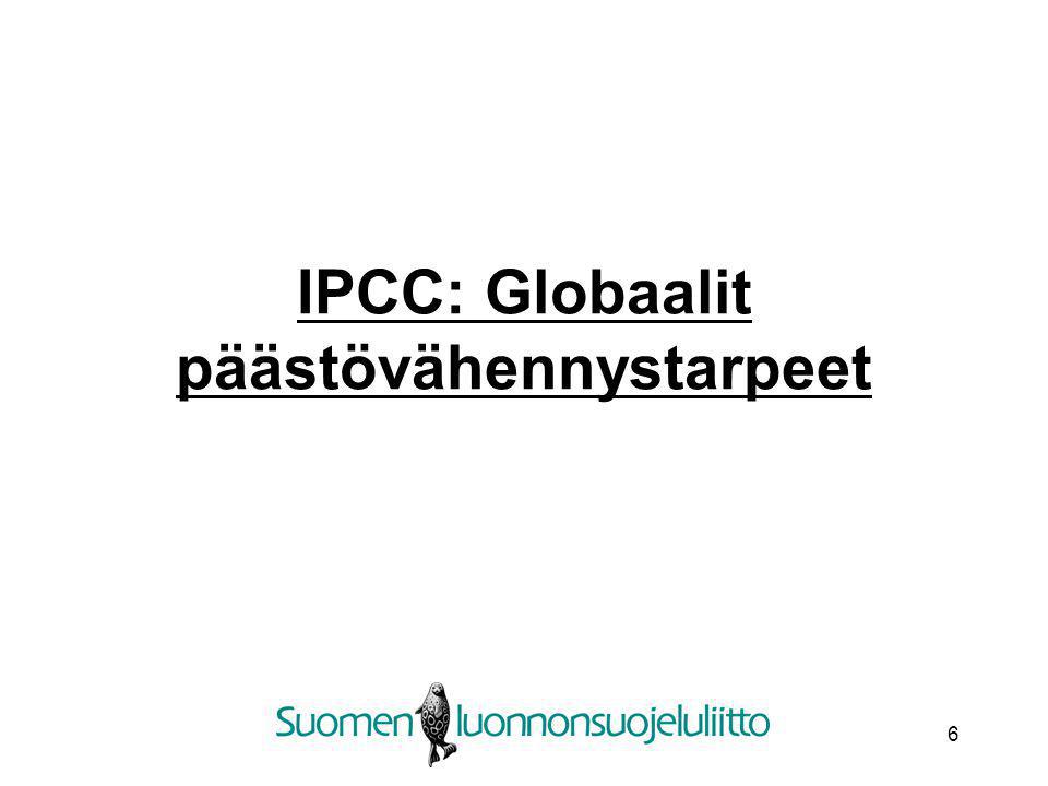 IPCC: Globaalit päästövähennystarpeet