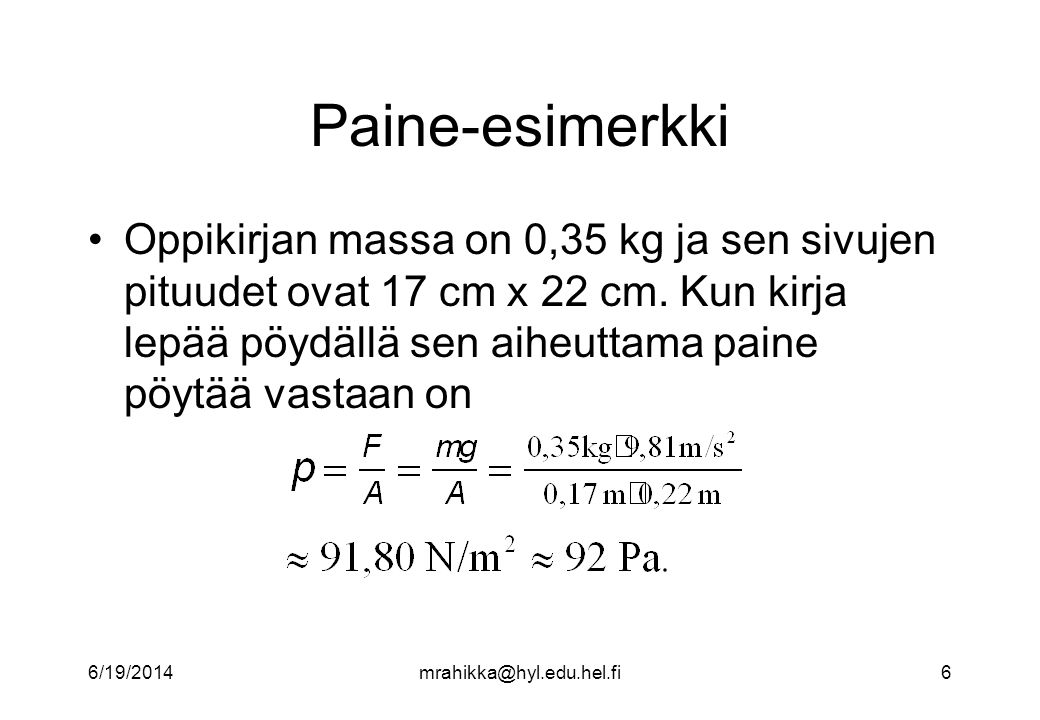 Paine-esimerkki