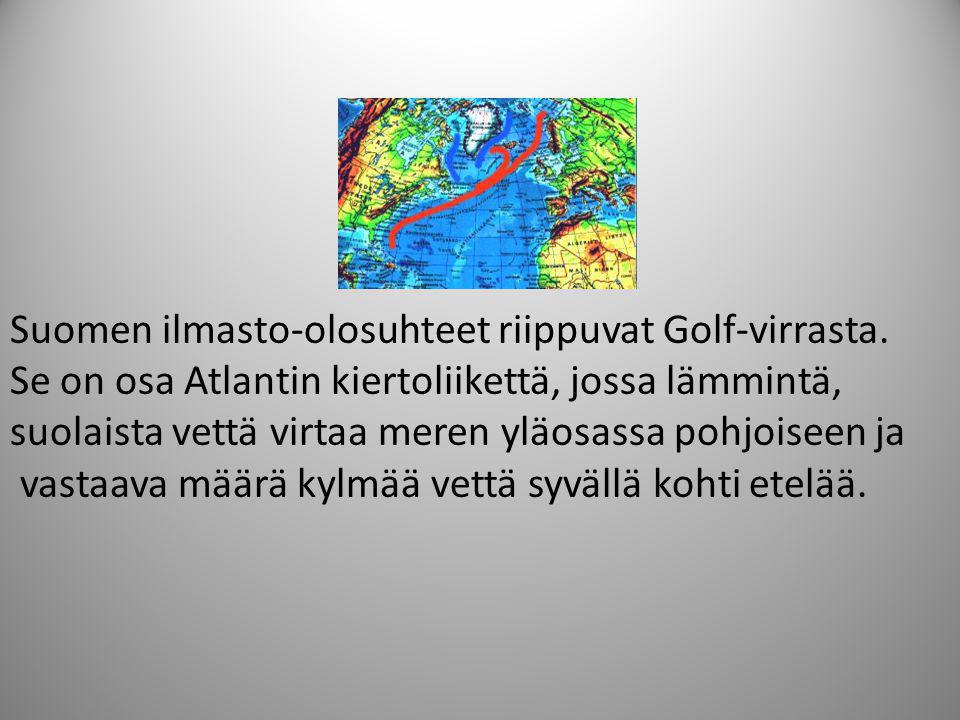 Suomen ilmasto-olosuhteet riippuvat Golf-virrasta.