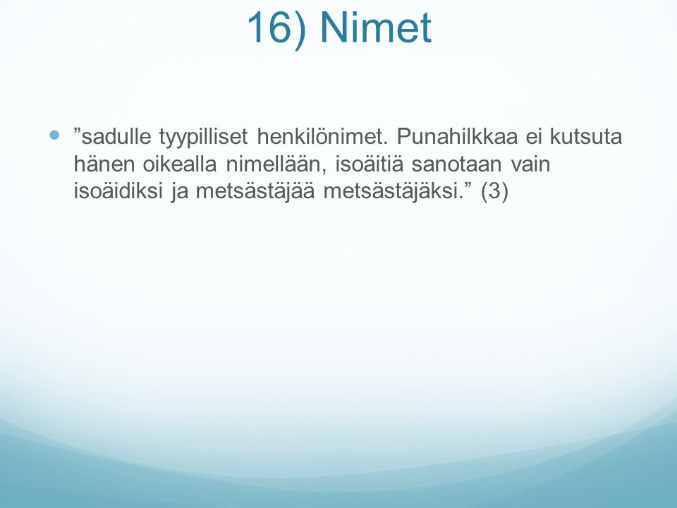 16) Nimet