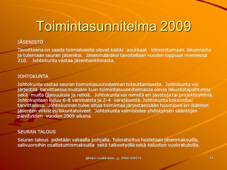 Toimintasunnitelma 2009 JÄSENISTÖ