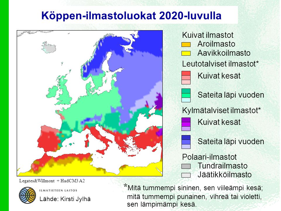 Köppen-ilmastoluokat 2020-luvulla