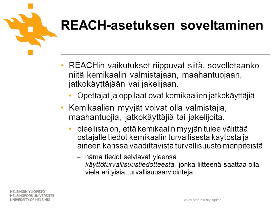 REACH-asetuksen soveltaminen