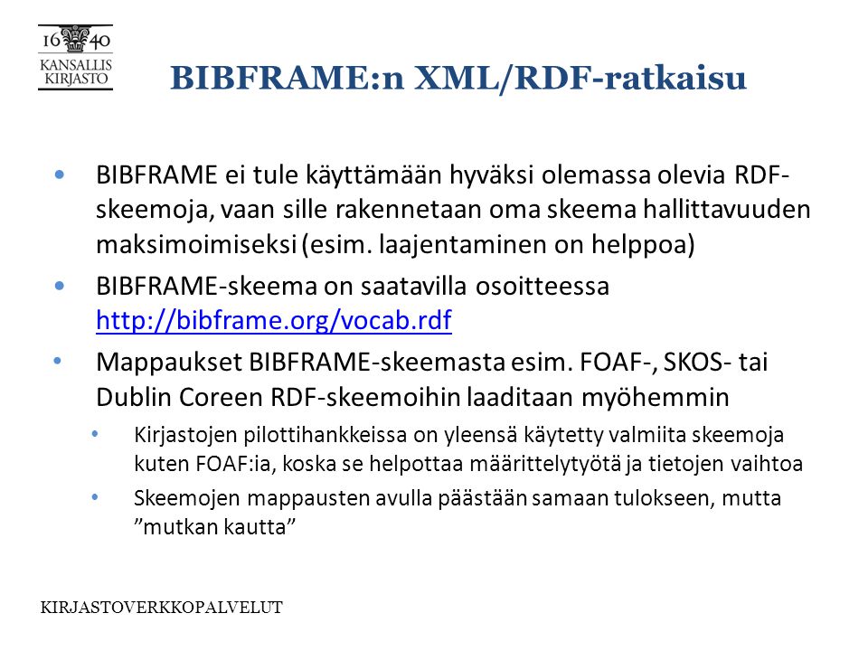 BIBFRAME:n XML/RDF-ratkaisu