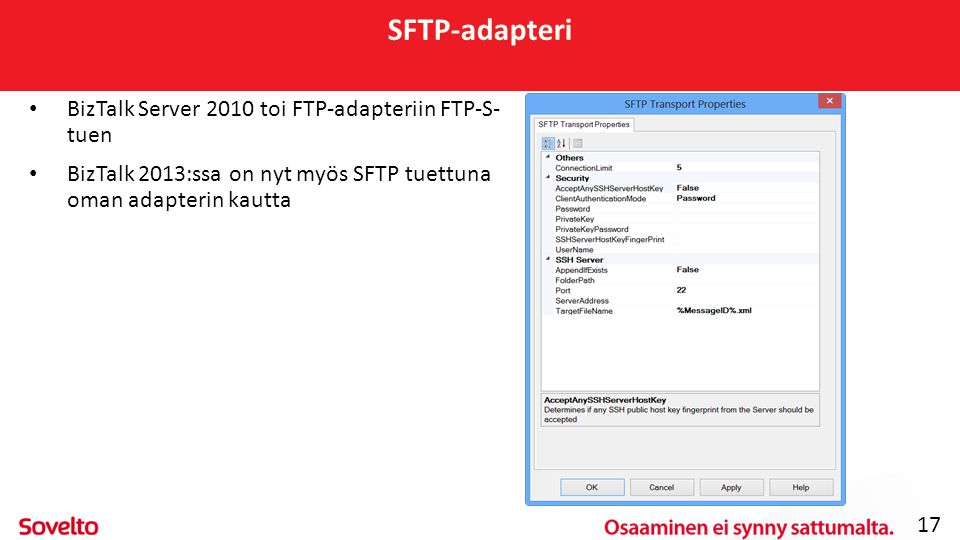 SFTP-adapteri BizTalk Server 2010 toi FTP-adapteriin FTP-S- tuen