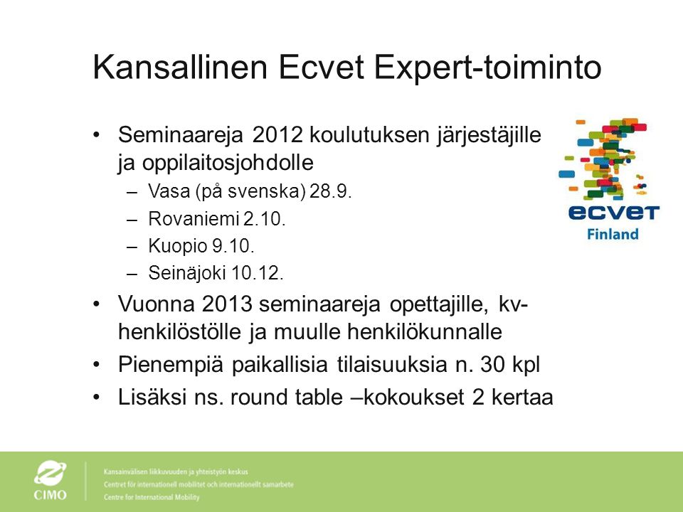 Kansallinen Ecvet Expert-toiminto