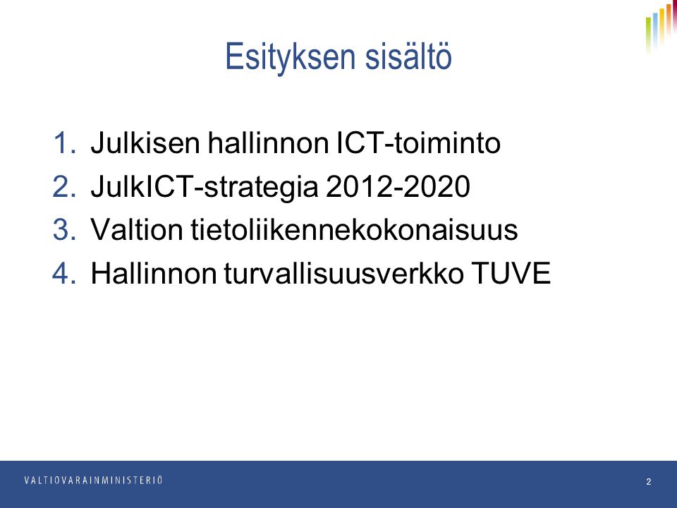 Esityksen sisältö Julkisen hallinnon ICT-toiminto