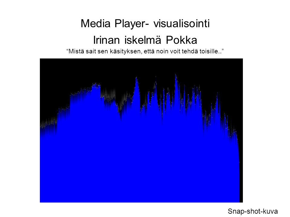 Media Player- visualisointi Irinan iskelmä Pokka Mistä sait sen käsityksen, että noin voit tehdä toisille..