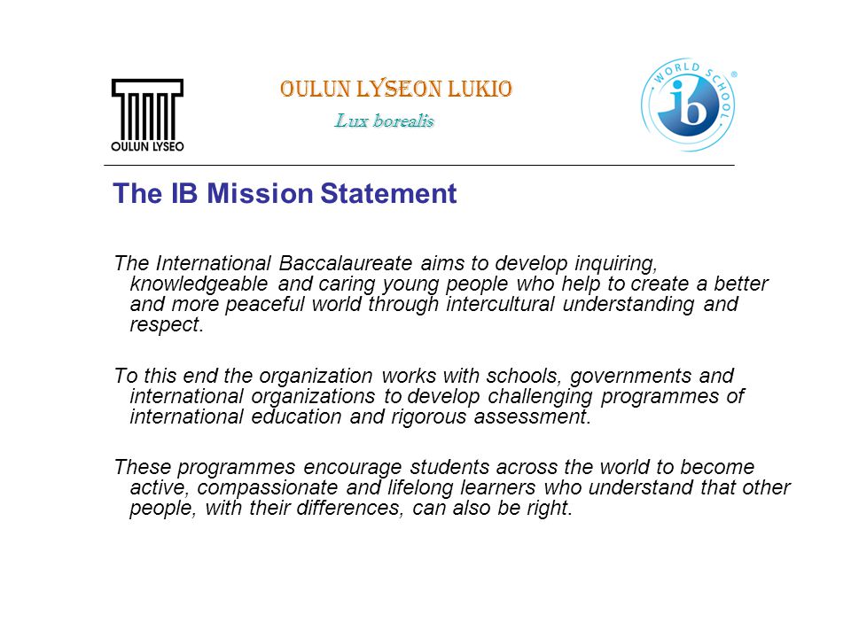 The IB Mission Statement