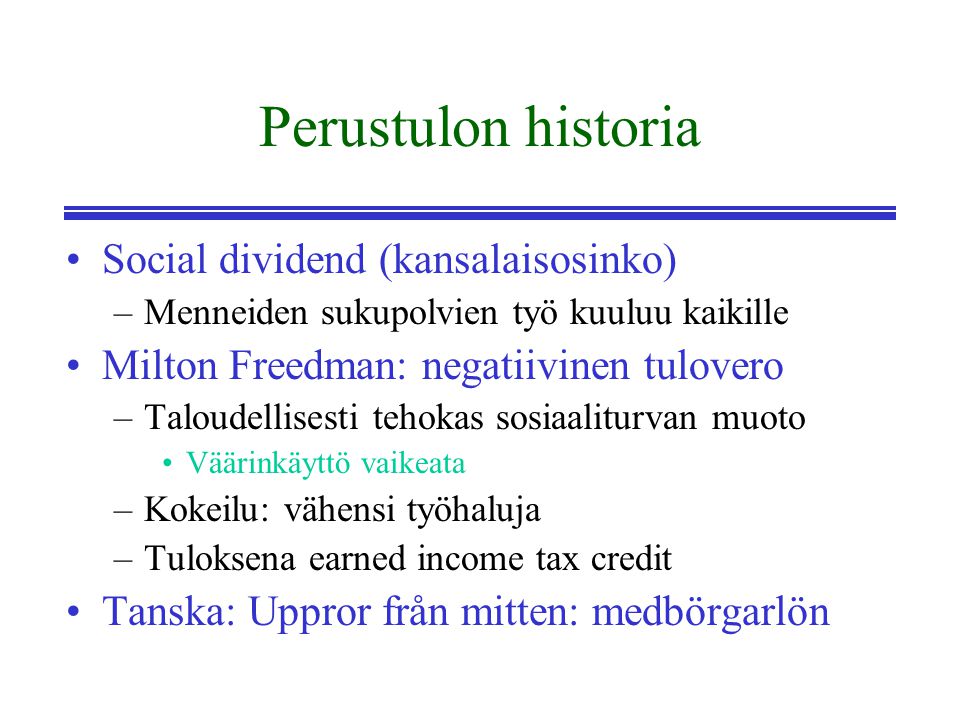 Perustulon historia Social dividend (kansalaisosinko)