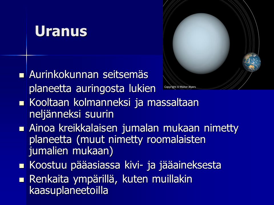 Uranus Aurinkokunnan seitsemäs planeetta auringosta lukien