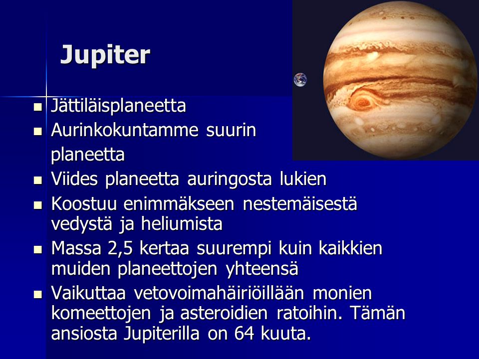 Jupiter Jättiläisplaneetta Aurinkokuntamme suurin planeetta