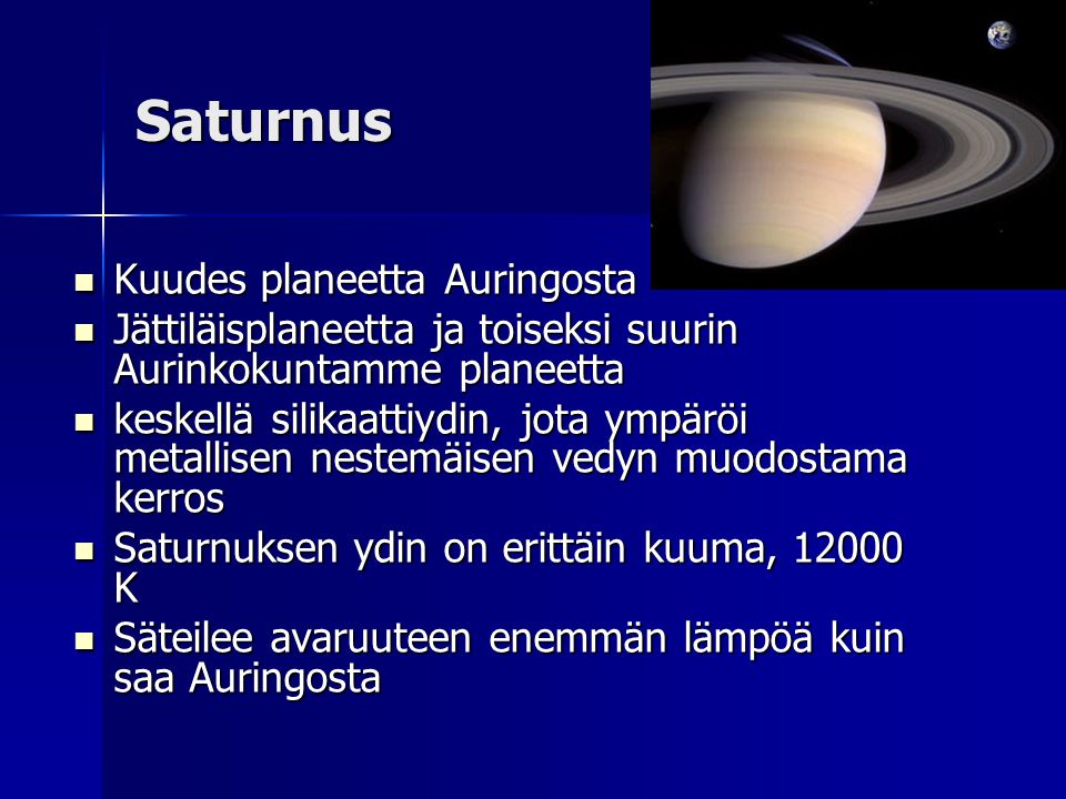 Saturnus Kuudes planeetta Auringosta