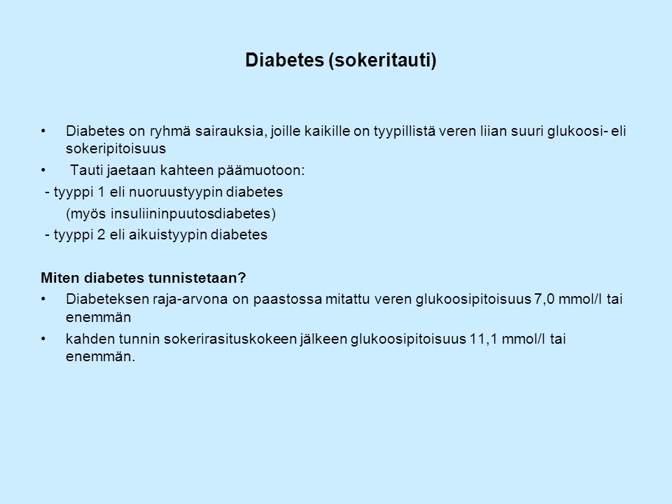 Diabetes (sokeritauti)