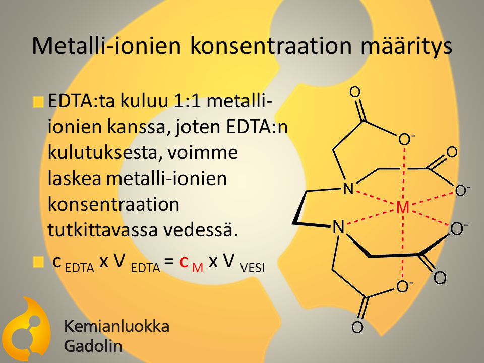 Metalli-ionien konsentraation määritys