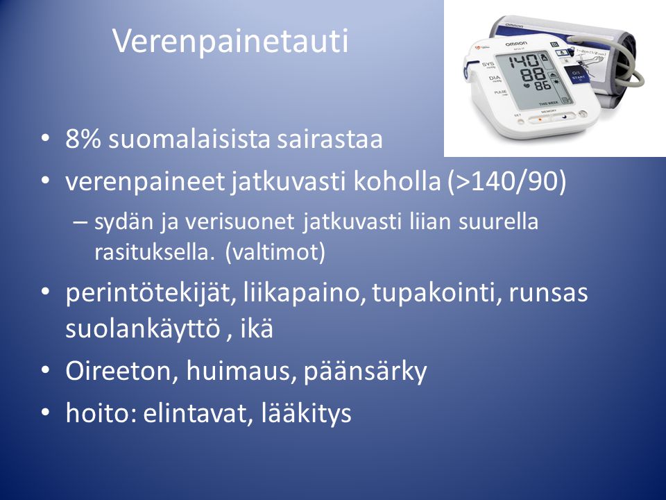 Verenpainetauti 8% suomalaisista sairastaa