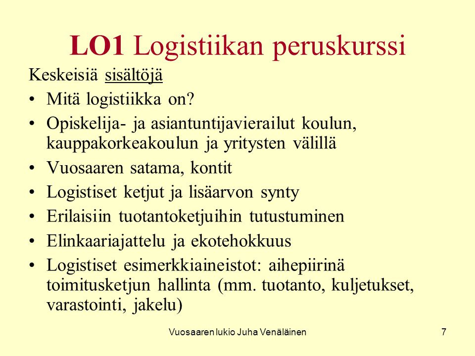 LO1 Logistiikan peruskurssi