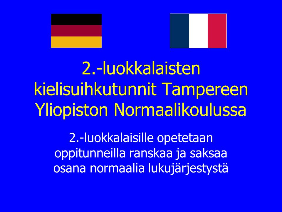 2.-luokkalaisten kielisuihkutunnit Tampereen Yliopiston Normaalikoulussa