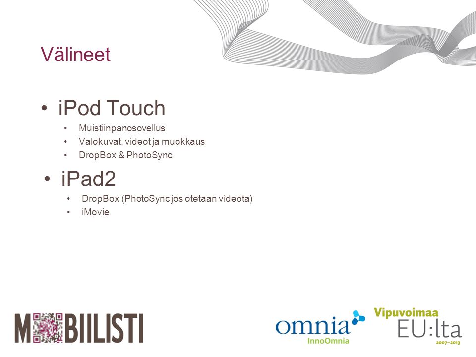 iPod Touch iPad2 Välineet Muistiinpanosovellus