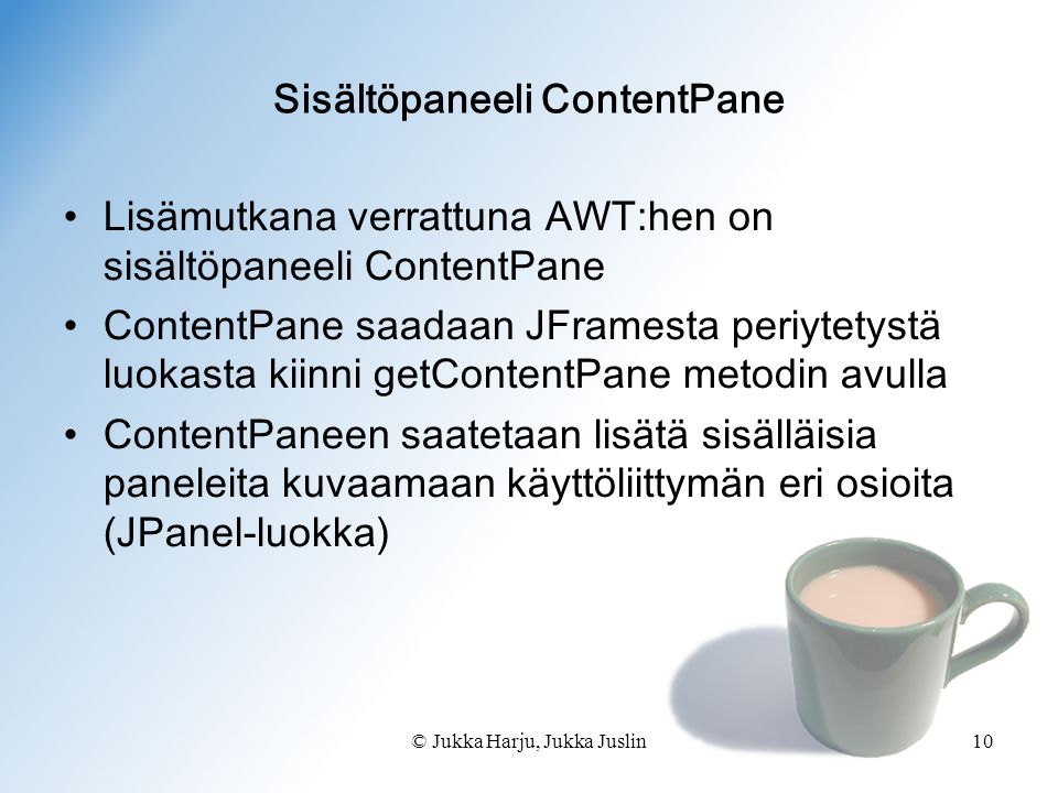 Sisältöpaneeli ContentPane