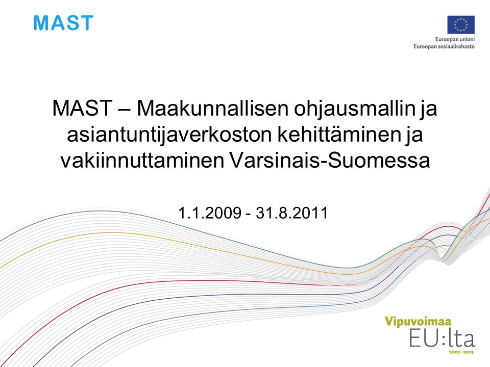 MAST – Maakunnallisen ohjausmallin ja asiantuntijaverkoston kehittäminen ja vakiinnuttaminen Varsinais-Suomessa