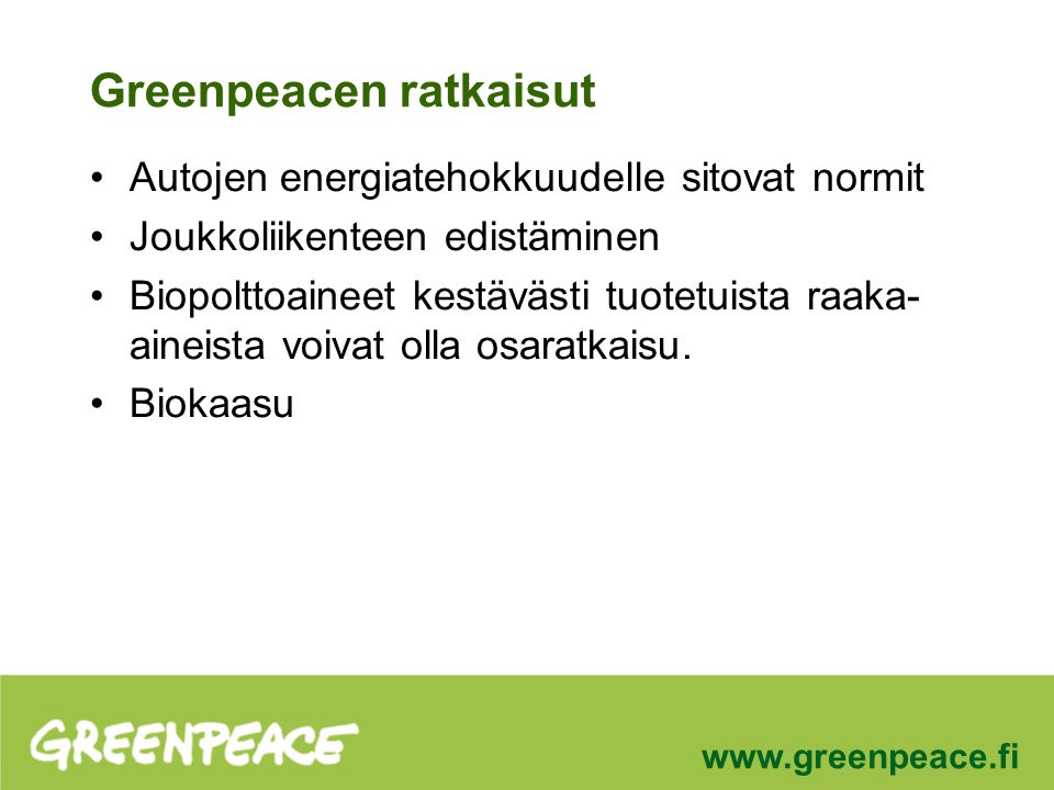Greenpeacen ratkaisut