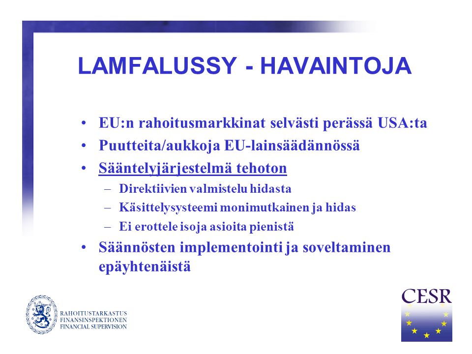 LAMFALUSSY - HAVAINTOJA