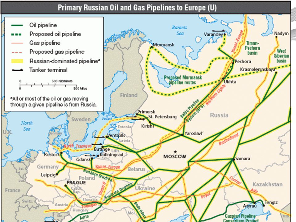 Venäjä on Euroopan tärkeä öljyn ja kaasun tuottaja.